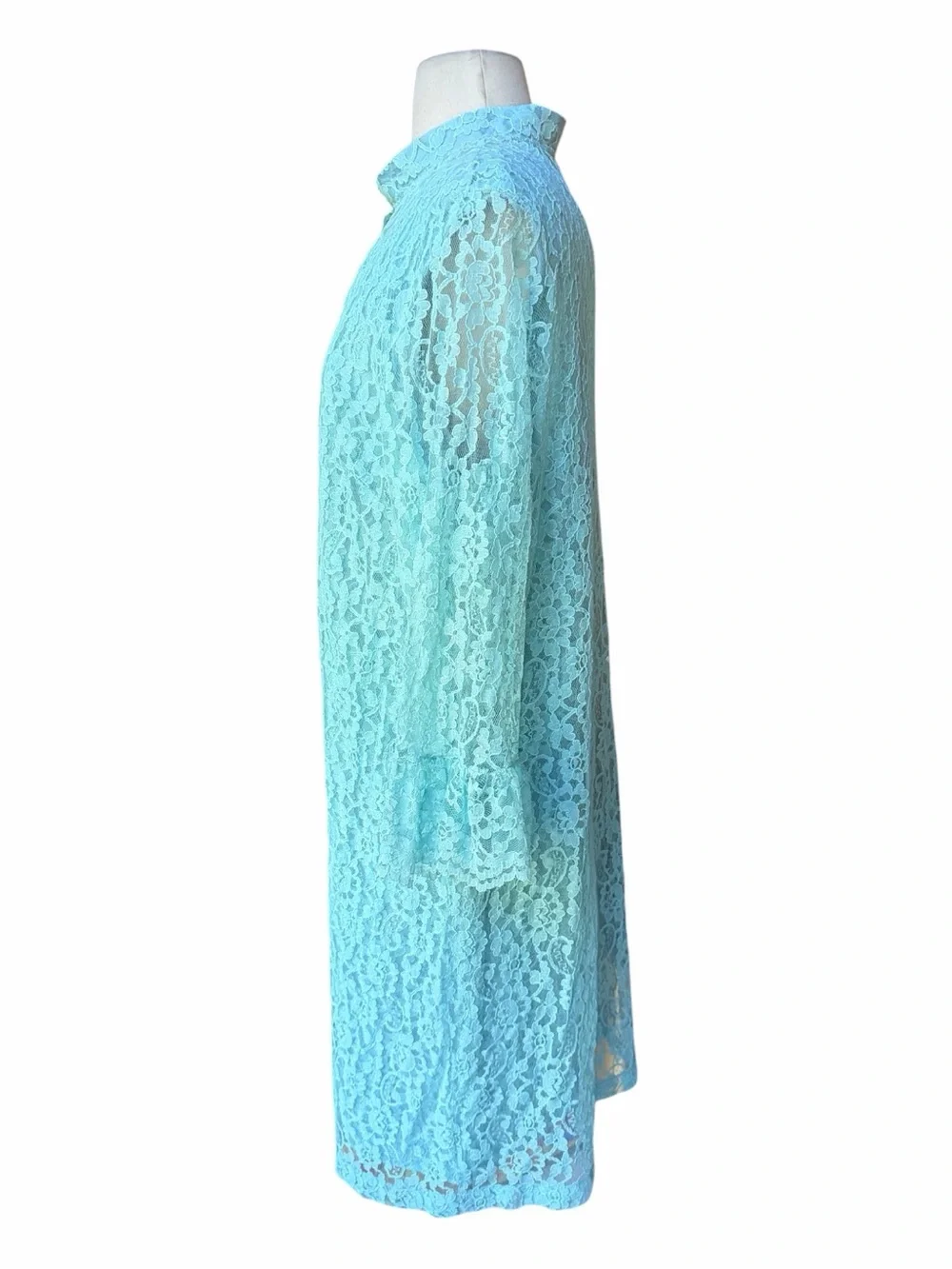 1960s Turquoise Lace Lined Shift Dress and Matching Duster Coat Set
